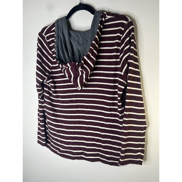 L.L. Bean Zip-up Jacket Maroon White Striped Women’s Vintage Size Medium Petite - Picture 7 of 12
